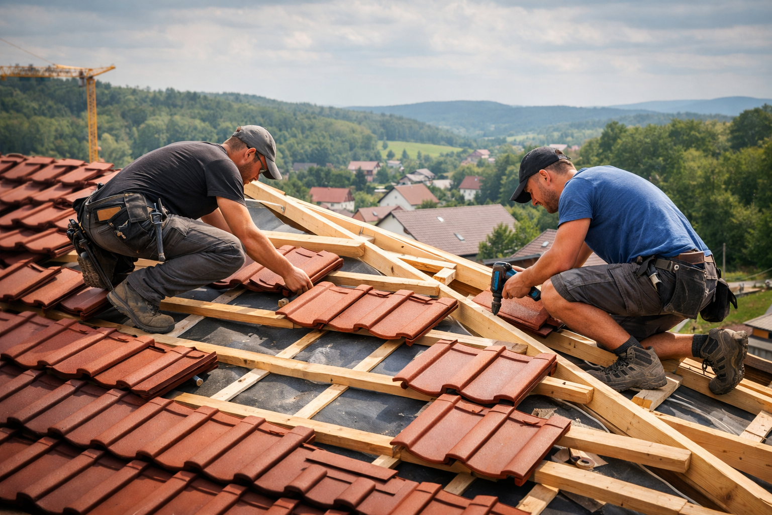 Detail střešní krytiny na laťování